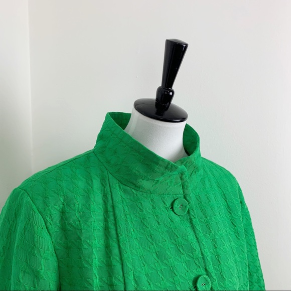 Linea Houndstooth Green Plus Swing Jacket Coat